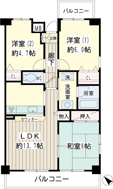 北寺尾大滝マンション 間取り
