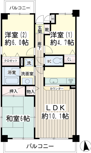 北寺尾大滝マンション 間取り
