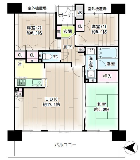 グランバース多摩川・萩中公園 間取り