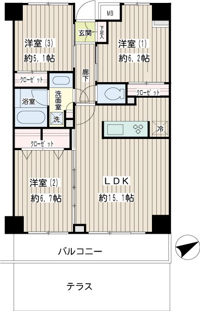 オープンヴィラ川崎 間取り