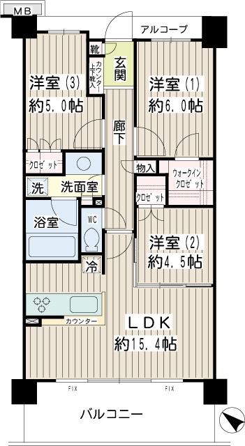 オーベルグランディオ横浜鶴見コンフォートテラス 間取り